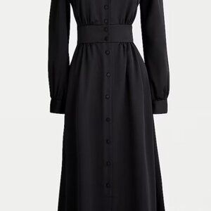 NWT Women's Navy blue J. Crew long sleeve button A line Midi dress size 12 AD072
